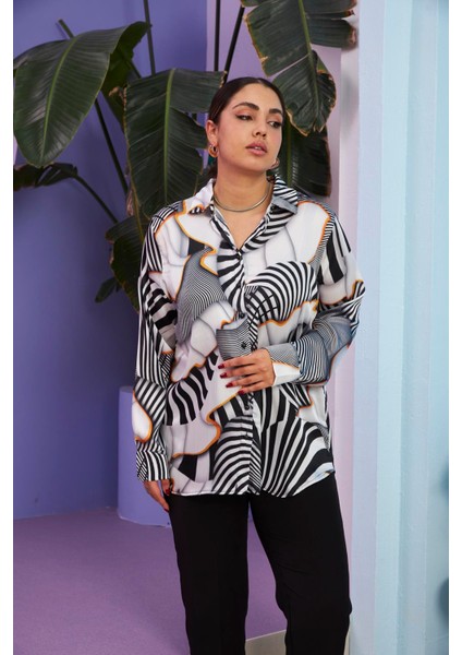 Fırfır Desenli Büyük Beden Ekru Gömlek modelleri