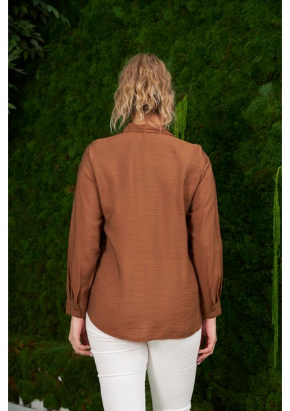 Cep Detaylı Büyük Beden Kahve Fitilli Gömlek fırsatları