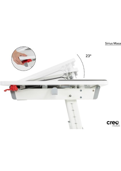 Creo Mobili Sirius Standart ,Yükseklik Ayarlı Çekmeceli Raflı Çalışma Masası  - Antrasit/gri