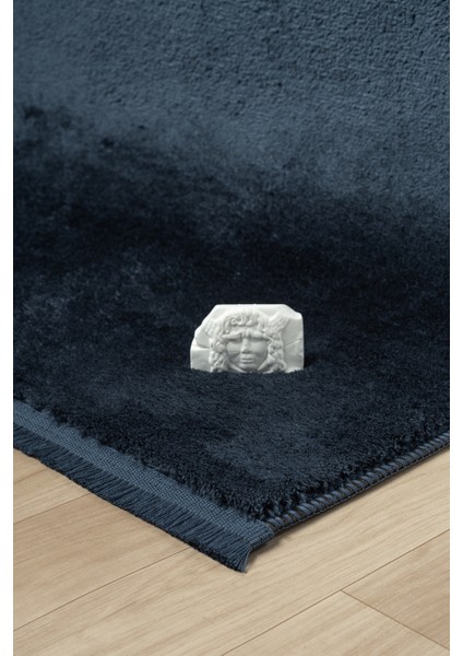 Puffy Mavi Düz Saçaklı Peluş Yumuşacık Yıkanabilir Kaymaz Taban Halı Salon Oturma Odası fiyatları