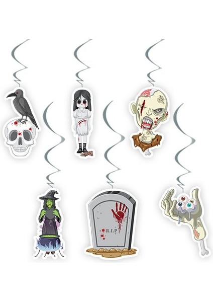 Korkunç Halloween Asma Süs 6 Adet