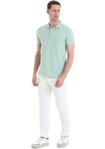 Yeşil Regular Fit Düz 100% Pamuklu Polo Yaka Tişört fiyatları