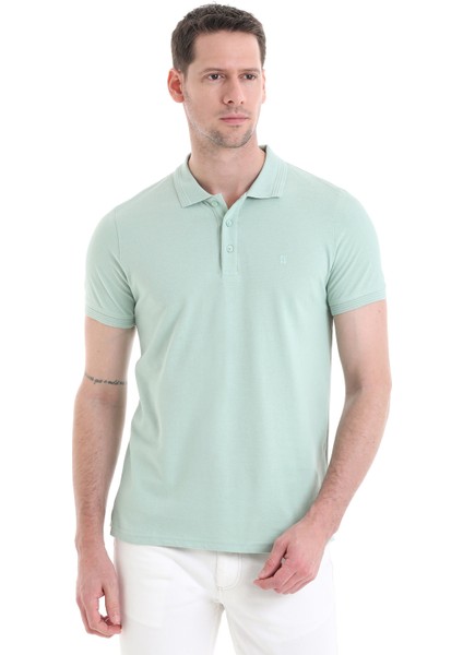 Yeşil Regular Fit Düz 100% Pamuklu Polo Yaka Tişört fırsatları