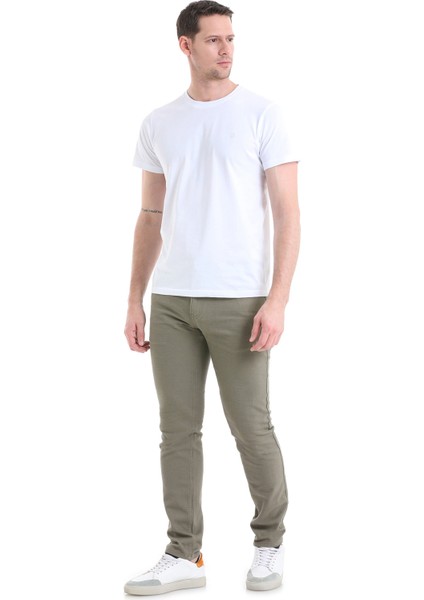 Haki Slim Fit Düz 5 Cep Pamuklu Kanvas Pantolon fiyatları