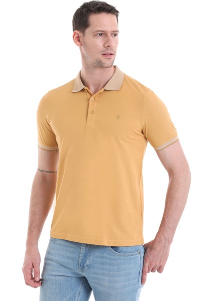 Hardal Regular Fit Düz 100% Pamuklu Polo Yaka Tişört modelleri