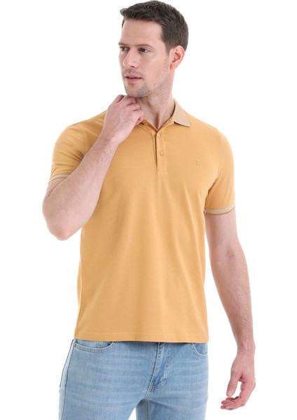 Hardal Regular Fit Düz 100% Pamuklu Polo Yaka Tişört fırsatları