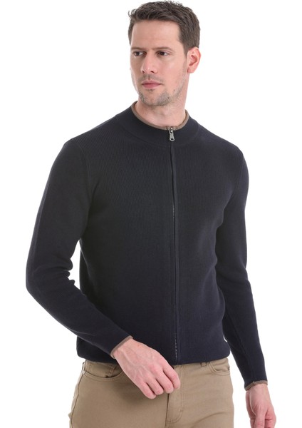 Lacivert Regular Fit Düz Yarım Balıkçı Yaka Fermuarlı Triko Hırka modelleri