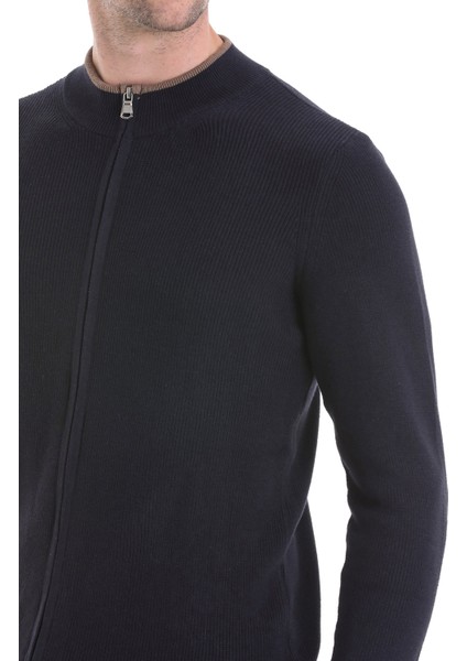 Lacivert Regular Fit Düz Yarım Balıkçı Yaka Fermuarlı Triko Hırka indirimleri