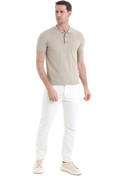 Bej Regular Fit Düz Rayon Polo Yaka Tişört fiyatları