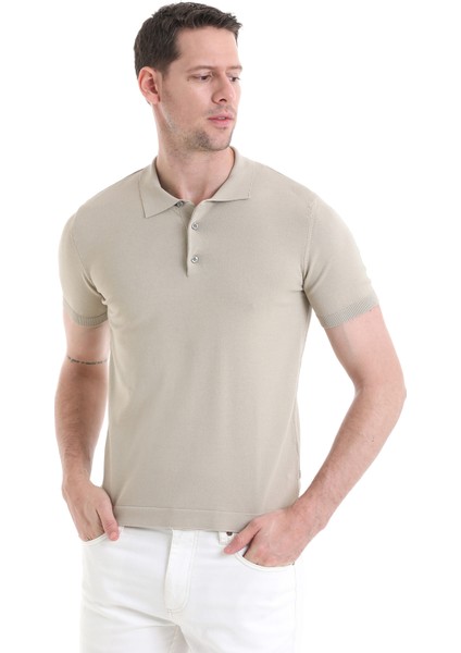 Bej Regular Fit Düz Rayon Polo Yaka Tişört modelleri