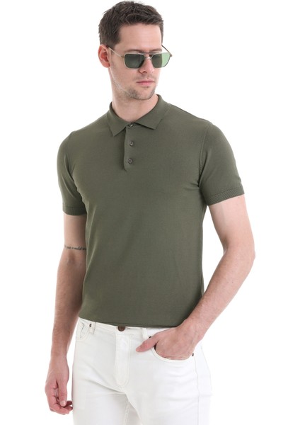 Haki Regular Fit Düz Rayon Polo Yaka Tişört fırsatları