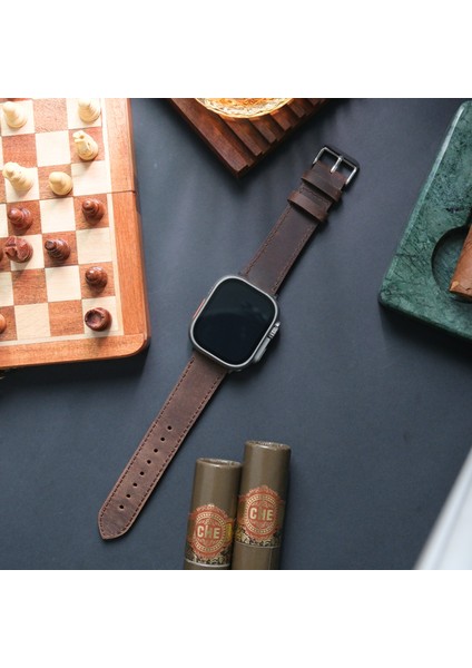 Apple Watch Uyumlu Hakiki Deri Kordon 42 / 44 / 45 / 49 mm Ultra Ultra 2 Seri 9 8 7 6 5 4 3 Uyumlu Hakiki Deri Kayış Kahverengi fiyatları