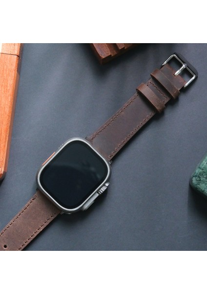 Apple Watch Uyumlu Hakiki Deri Kordon 42 / 44 / 45 / 49 mm Ultra Ultra 2 Seri 9 8 7 6 5 4 3 Uyumlu Hakiki Deri Kayış Kahverengi fırsatları