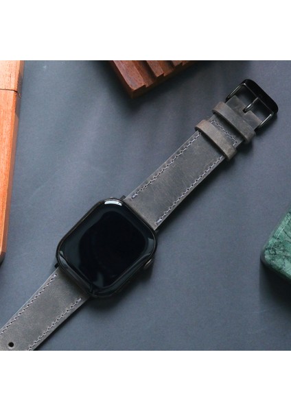 Apple Watch Uyumlu Deri Kordon 42 / 44 / 45 / 49 mm Ultra Ultra 2 Seri 9 8 7 6 5 4 3 Uyumlu Hakiki Deri Kayış Gri fırsatları