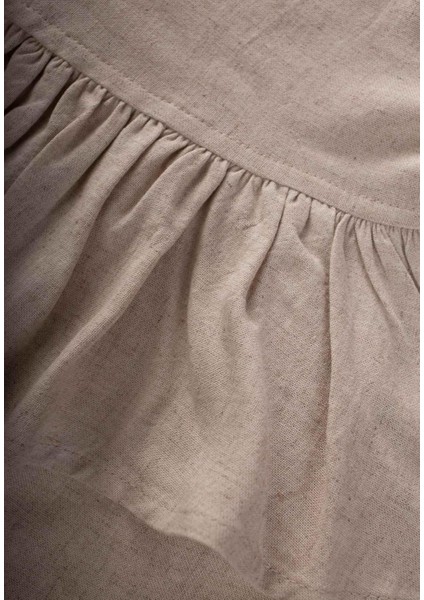 Beli Volanlı Keten Tulum 2-7 Yaş Naturel modelleri