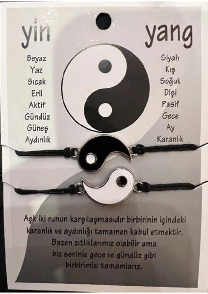 Ying Yang Hediyelik Çift Bileklik Sevgili Bilekliği 2 Adet
