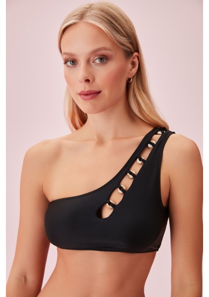 Tek Omuz Aksesuarlı Bralet Bikini Üst