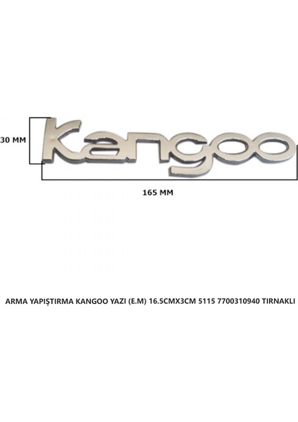 Renault Kangoo Bagaj Yazısı Arma Yapıştırma 16.5CMX3CM