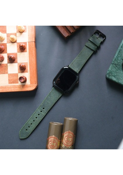 Apple Watch 42 / 44 / 45 / 49 mm Ultra Ultra 2 Seri 9 8 7 6 5 4 3 Uyumlu Hakiki Deri Kayış Yeşil Deri Kordon fiyatları