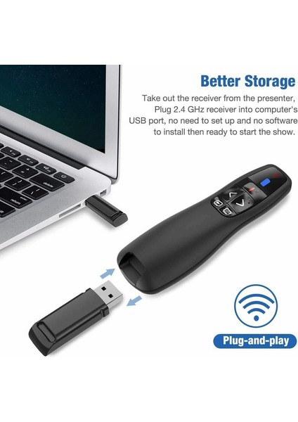 Power Point Sunumu Uzak Kablosuz USB Lazer Işaretçi Tıkırma (Yurt Dışından)