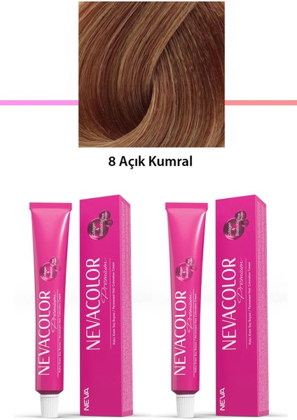 2 Li Set Premium 8 Açık Kumral - Kalıcı Krem Saç Boyası 2 x 50 G Tüp