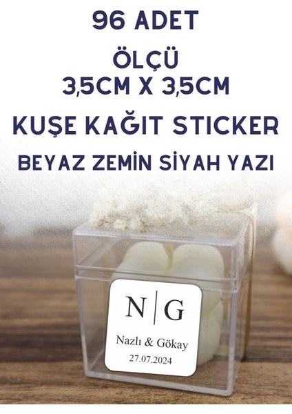 Netsan Etiket 96 Adet 3,5cm Kuşe Kağıt Sticker Nişan Etiketi Söz Etiketi Kına Etiketi Etiket Sticker