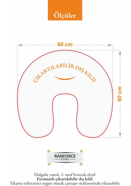 Emzirme Yastığı Minderi, Pamuk Kumaş - Sarı Gri Zikzak fırsatları