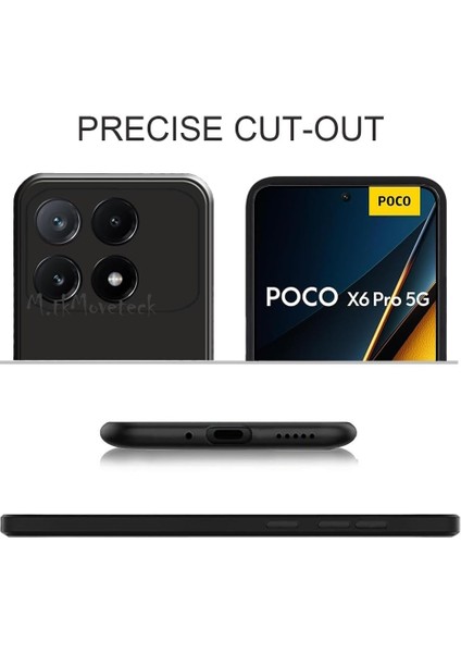 MTK Moveteck Xiaomi Poco X6 Pro Kılıf Kamera Korumalı Yumuşak Renkli Silikon + 9h Ekran Koruyucu Cam 2'li Set