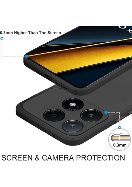 MTK Moveteck Xiaomi Poco X6 Pro Kılıf Kamera Korumalı Yumuşak Renkli Silikon + 9h Ekran Koruyucu Cam 2'li Set