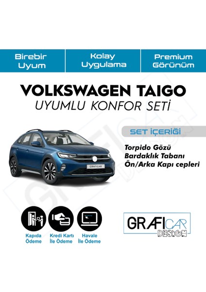 Volkswagen Taigo Uyumlu Konfor Seti Araç Içi Eşya Saklama Cepleri Kumaş Kaplama Ses Giderici Set