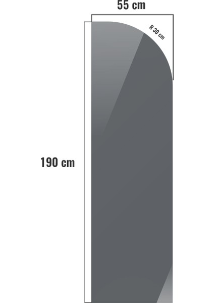 Cam Duşakabin Seperatör - Sabit Panel | Füme Cam - Şekilli | Metalik Parlak Profil | 55CM x 190CM fiyatları