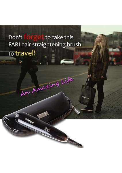 Mini Saç Düzleştirme Fırçası, Farı Seyahat Saç Düzleştirici Fırçası Çift Voltajlı Iyonik Sıcak Tarak Seyahat Kılıfı ile Ingiltere Ithalat (Yurt Dışından) modelleri