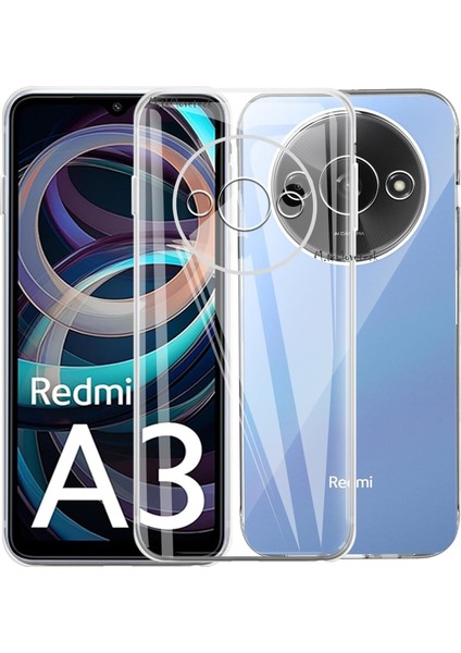 Xiaomi Redmi A3 Kılıf Kamera Çıkıntılı Korumalı Renksiz Yumuşak Şeffaf Esnek Silikon Kapak