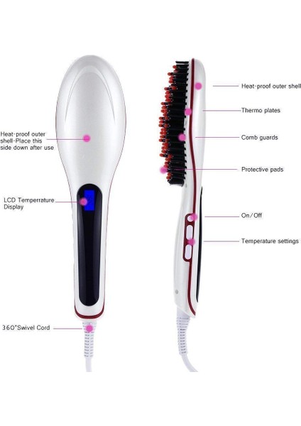 Marka Seçimi HQT-906 Sıcaklık Kontrollü Hızlı Saç Düzleştirici Fırçası (Yurt Dışından) fırsatları