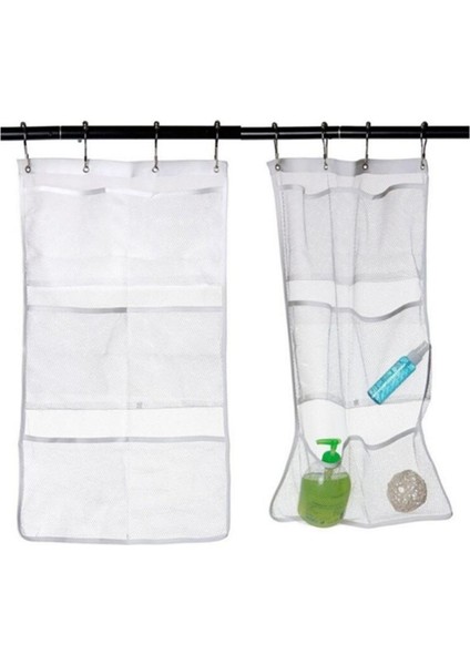【eğlencelı Lıve】 6 Cep 3 Katmanlı Hızlı Kuru Asılı Banyo Duş Organizatör Caddy Banyo Küvet Caddy Kanca Saklama Çantası Duş Organizatör (Yurt Dışından)
