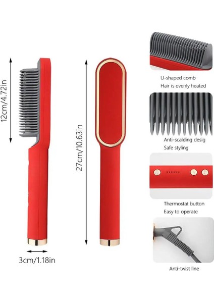 Kızlar Için Saç Düzleştirici Fırçası Anti Haşlanma Düzleştirme Fırçası 39 Ikinci Hızlı Isı 5 Isı Seviyesi Saç Düzleştirici Tarak (Yurt Dışından) fiyatları