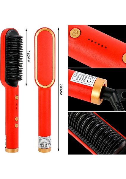 909 Brush Saç Düzleştirici ile Şık ve Şık Saçlar Elde Edin: Ayarlanabilir Sıcaklık (130°C Ila 200°C) ile Tarak Stili Saç Şekillendirme Aracı - Kızlar Için OG28 ile Tanışın (Yurt Dışından) modelleri