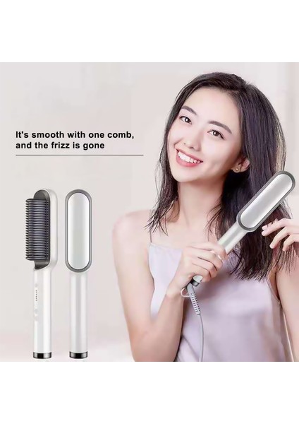 909 Brush Saç Düzleştirici ile Şık ve Şık Saçlar Elde Edin: Ayarlanabilir Sıcaklık (130°C Ila 200°C) ile Tarak Stili Saç Şekillendirme Aracı - Kızlar Için OG28 ile Tanışın (Yurt Dışından) fırsatları