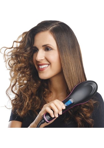 Simply Straight Seramik Saç Düzleştirme Fırçası, Siyah/pembe Japonya Için Üretilmiştir (Yurt Dışından)