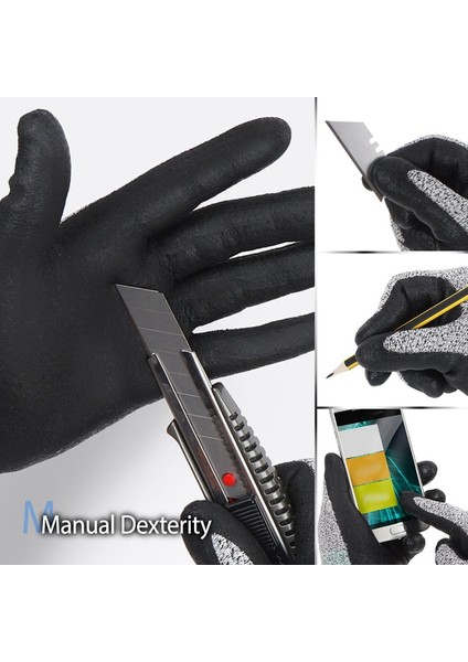 Çift Seviye 5 Kesilmeye Dirençli Gs 3D Konfor Streç Kalıp, Dayanıklı Kavrama Köpük Nitril, Fda Gıda Teması Geçer, Smart Touch, Ince Makinede Yıkanabilir, Gri 1 Çift (L&xl) (Yurt Dışından)