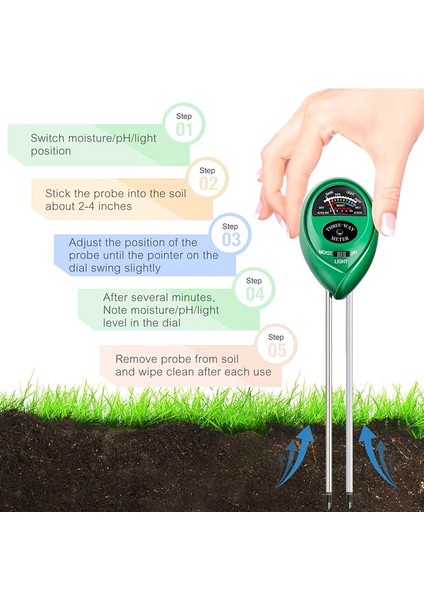 3 In 1 Çok Fonksiyonlu Dijital Ph Ölçer Toprak Nemi Monitörü Bahçe Bitkileri Için Güneş Işığı Test Cihazı Tarım Profesyonel Dijital Güneş Işığı Nem Ph Bahçe Toprak Test Cihazı (Yurt Dışından)