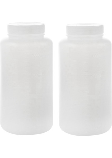 2x 1000ML Şeffaf Beyaz Lab Çift Kapaklı Sızdırmaz Plastik Geniş Ağızlı Şişe (Yurt Dışından)