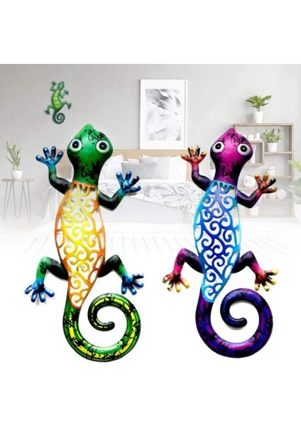 Dış Mekan Arka Bahçe Gecko Duvar Dekoru-1 x Sarı Metal Gecko-Sarı (Yurt Dışından)