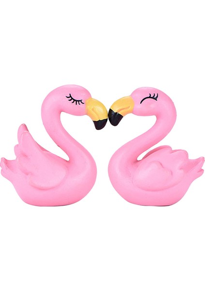 1 Çift Reçine Flamingo Minyatür Manzara Bonsai Etli Dekorasyon Bahçe Hediye Güneş Işığı Süper Mağaza (Yurt Dışından)
