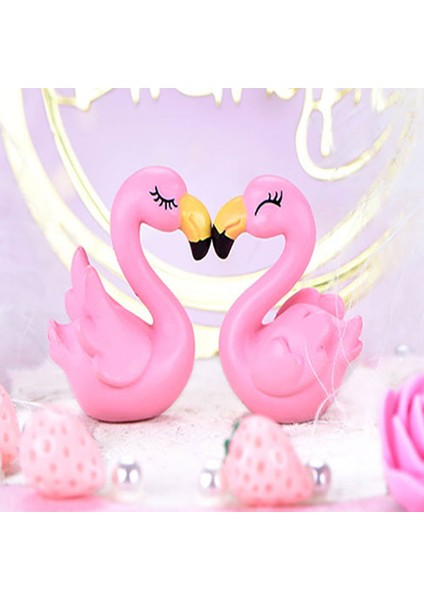 1 Çift Reçine Flamingo Minyatür Manzara Bonsai Etli Dekorasyon Bahçe Hediye Güneş Işığı Süper Mağaza (Yurt Dışından)