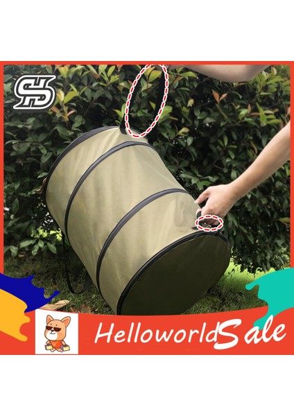 Helloworld Bahçe Çöp Torbası Yerden Tasarruf Sağlayan Bahçe Atık Torbası - Yeniden Kullanılabilir Açılır Bahçe Çantası (Yurt Dışından)