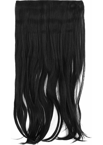 Isıya Dayanıklı Yarımay Çıt Çıt Saç - 1b - Siyah - Dalgalı - 60 cm - 110 gr