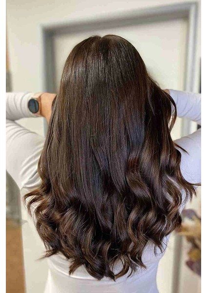 Kahverengi / 2 Yan Çıt Çıtlı 3 Parça Yarım Ay - Yarımay Çıt Çıt Saç Set / 205GR Ekstra Hacim