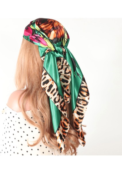 Ipek Başörtüsü Kadın Lüks Moda Saç Eşarp Yaz Fular Femme Saten Şal Fular 90 cm Kare Başörtüsü Bandana Cheveux (Yurt Dışından)