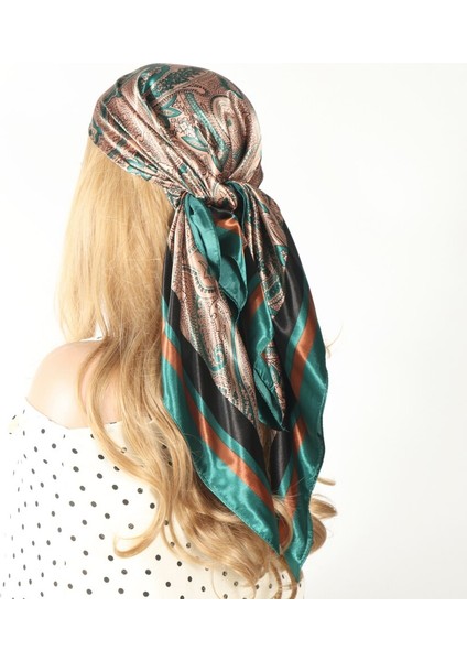 Ipek Başörtüsü Kadın Lüks Moda Saç Eşarp Yaz Fular Femme Saten Şal Fular 90 cm Kare Başörtüsü Bandana Cheveux (Yurt Dışından)